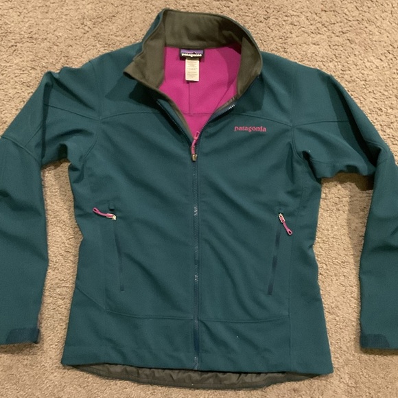 Patagonia Vintage Signature Turquoise Purple Full Zip Canvas Jacket Coat Y2K Med - Picture 1 of 5